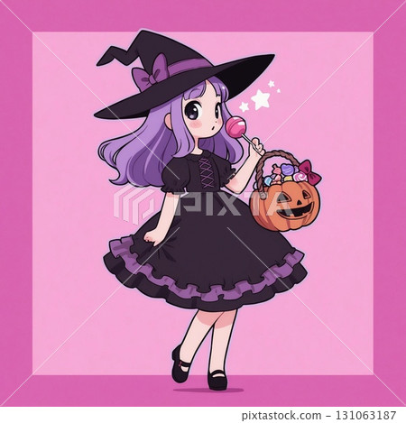 可愛的萬聖節女巫角色和糖果 131063187