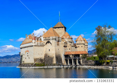 Chillon Castle on Lake Geneva near Montreux, Switzerland 131063331