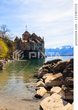 Chillon Castle on Lake Geneva near Montreux, Switzerland 131063332