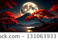 滿月與紅葉的夢幻風景 131063933