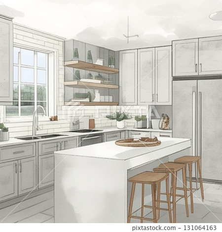 Stylish kitchen interior design 131064163
