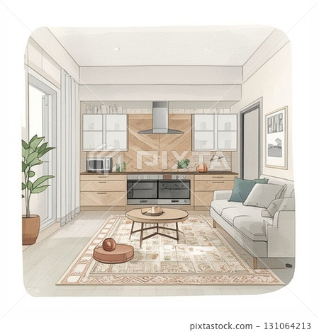 Stylish kitchen interior design 131064213