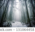 冬日竹林與白雪美景 131064458