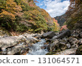 Okayama Prefecture's most famous autumn foliage spot, Okutsu Valley, is like a woodblock print 131064571