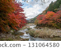 Okayama Prefecture's most famous autumn foliage spot, Okutsu Valley, is like a woodblock print 131064580