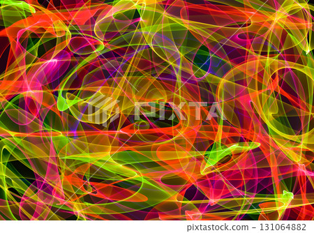 abstract pattern on black background multicolored lines in motion green and red 131064882