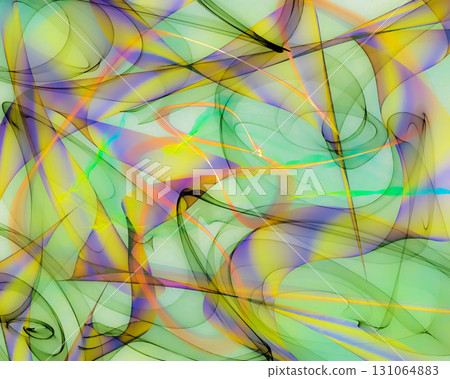 flowing abstract smoke lines on green pastel background, banner design 131064883