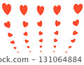 heart red from big to small set on isolated background, valentine's day design 131064884