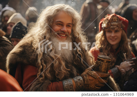 portrait of Santa on a city street in the evening 131064969