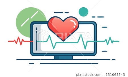 A clear and concise image showcasing a heart rate monitor displaying a healthy, steady pulse against a clean white background, ideal for medical websites, health publications, fitness apps, or any pr 131065543
