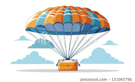 The parachute remains tightly packed, awaiting deployment at the optimal altitude. 131065790