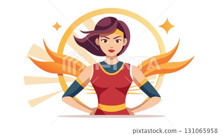 Her focused expression reveals her concentration and dedication to her acrobatic skills. Her focused expression reveals her concentration and dedication to her acrobatic skills. 131065958