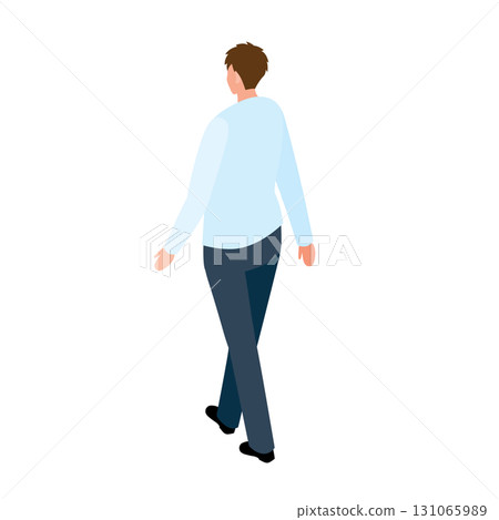 Isometric illustration of a man walking from behind 131065989