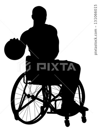 Silhouette Wheelchair Basketball Player Ball Silhouette Wheelchair Basketball Player Ball 131066015