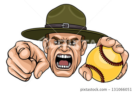 Drill Instructor Sergeant Bootcamp Softball Mascot Drill Instructor Sergeant Bootcamp Softball Mascot 131066051