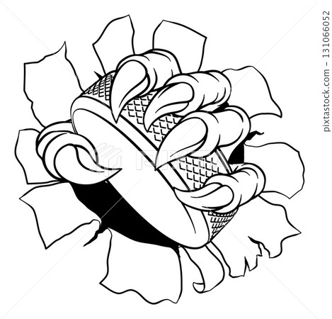 Ice Hockey Puck Claw Cartoon Monster Animal Hand 131066052