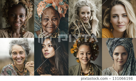 Beautiful diverse women portraits showcasing...-插圖素材 [131066198] - PIXTA圖庫
