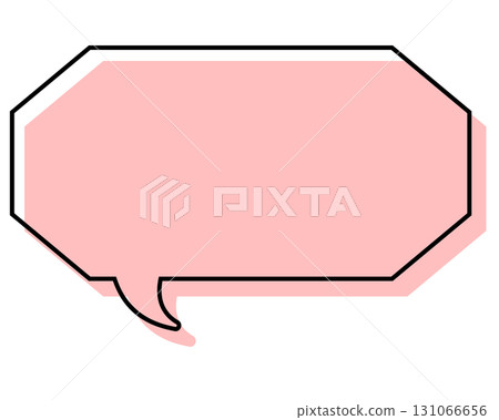 A simple, misaligned speech bubble in a long, octagonal shape 131066656