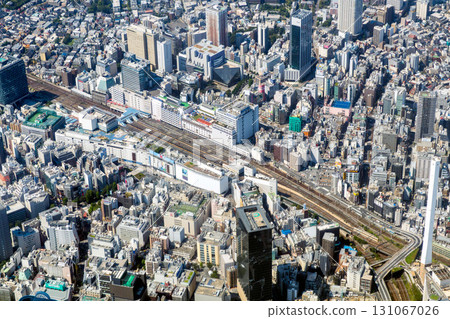 Aerial view of the Ikebukuro Station area from the east 131067026