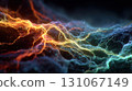 Vibrant abstract image of colorful electric waves and energy currents, creating dynamic and energetic visual effect 131067149