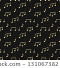 Seamless pattern with golden music notes. Elegant gold note print on black background for fabric or paper. Luxury seamless musical pattern 131067382