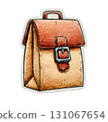Vintage-style leather backpack with buckle closure in watercolor art 131067654