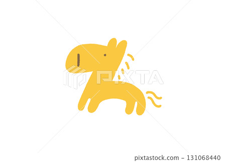 可愛輕鬆的黃馬人物插畫2026年新年素材 131068440