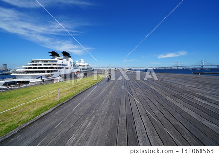 Yokohama Port - View from the rooftop of Osanbashi Pier (behind the whale) Yokohama Port - View from the rooftop of Osanbashi Pier (behind the whale) 131068563