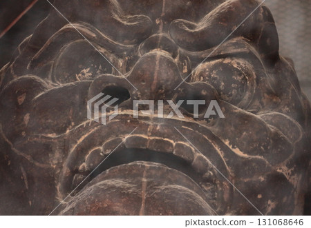 Standing Kongorikishi statues (A-shaped statues) at the South Gate of Todaiji Temple 131068646
