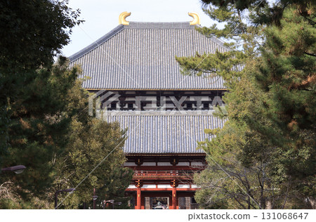 東大寺的內山門和大佛殿 131068647