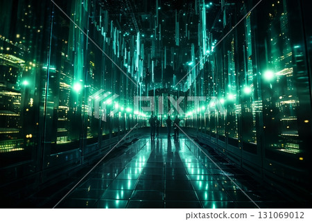 futuristic global data processing center, infrastructure for telecommunications and internet technology with virtual reality, digital future, cyberspace visualization, illumination futuristic global data processing center, infrastructure for telecommunications and internet technology with virtual reality, digital future, cyberspace visualization, illumination 131069012