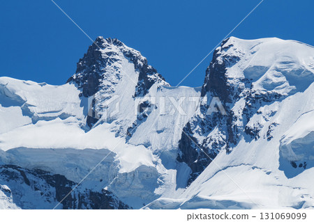 Snow-capped mountain peaks before avalanches Snow-capped mountain peaks before avalanches 131069099