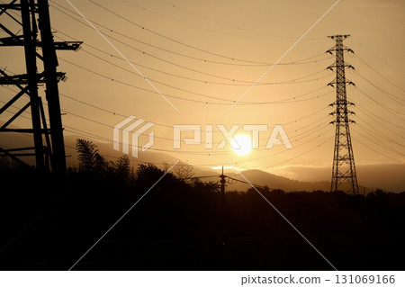 Scenery with a steel tower Scenery with a steel tower 131069166
