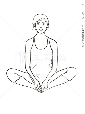 Line drawing illustration of a woman doing the yoga pose Line drawing illustration of a woman doing the yoga pose 131069287