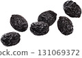 Dried prunes isolated on white background with clipping path, copy space, full depth of field 131069372