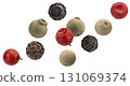 Mixed peppercorns isolated on white background with clipping path, copy space, full depth of field 131069374