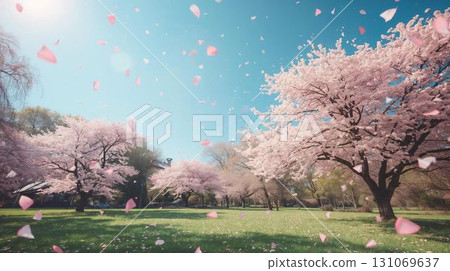 在盛開的櫻花景觀。 131069637