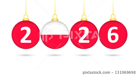 Poland Flag Christmas Balls 2026 Decoration. Poland Flag Christmas Balls 2026 Decoration. 131069698