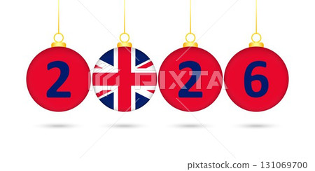 United Kingdom Flag Christmas Balls 2026 Decoration. United Kingdom Flag Christmas Balls 2026 Decoration. 131069700
