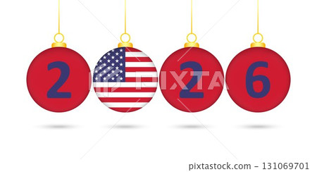 USA Flag Christmas Balls 2026 Decoration. USA Flag Christmas Balls 2026 Decoration. 131069701