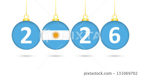 Argentina Flag Christmas Balls 2026 Decoration. 131069702