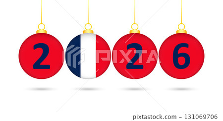 France Flag Christmas Balls 2026 Decoration. France Flag Christmas Balls 2026 Decoration. 131069706
