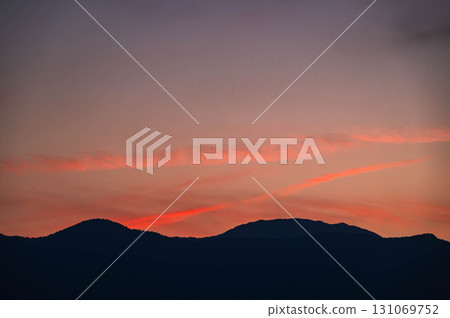 Sunset and mountain scenery 131069752