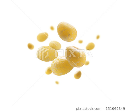 Yellow millet levitates on a white background Yellow millet levitates on a white background 131069849