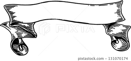 復古風格捲曲絲帶橫幅 131070174