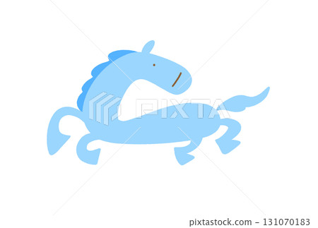 手繪淡藍色奔馬人物2026年新年素材 131070183