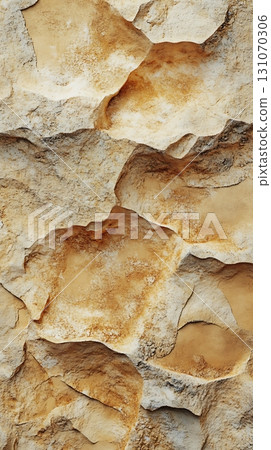 Abstract CloseUp of Rough, Eroded Sandstone Rock Formation with Beige and Brown Tones 131070306