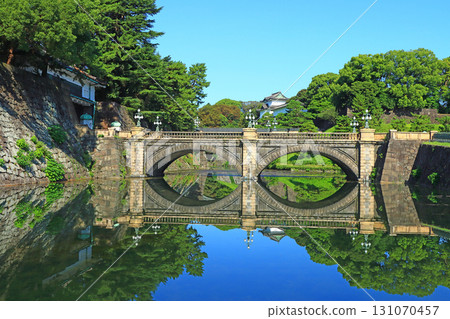 View of the main gate stone bridge and Fushimi Turret in the Imperial Palace Outer Gardens, Chiyoda Ward, Tokyo View of the main gate stone bridge and Fushimi Turret in the Imperial Palace Outer Gardens, Chiyoda Ward, Tokyo 131070457