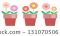 Illustration of three round flower pots lined up 131070506