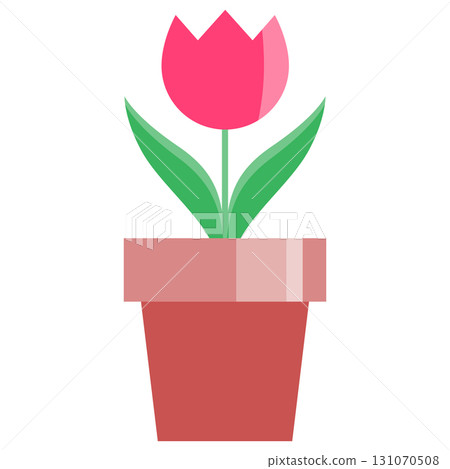 Red tulip potted illustration Red tulip potted illustration 131070508